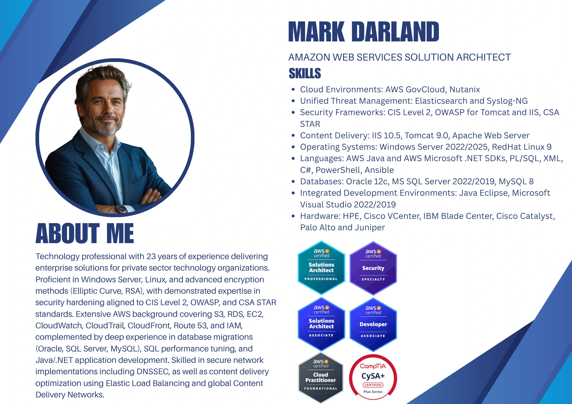 Mark Darland cybersecurity solutions resume